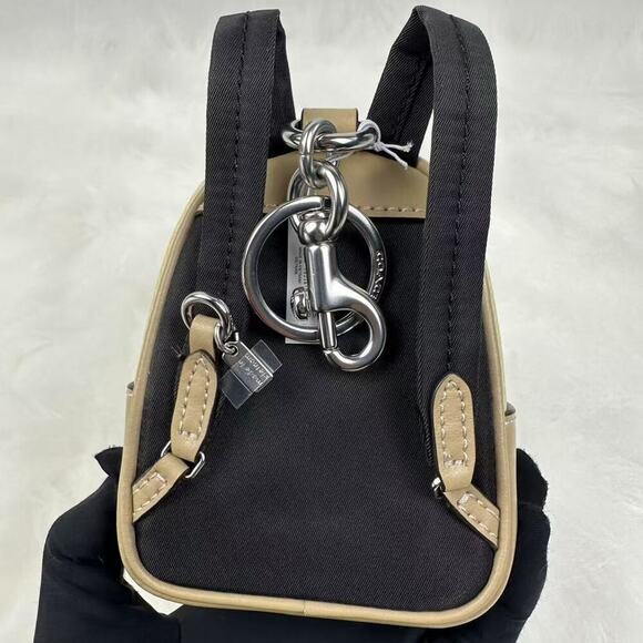 COACH Mini Court Backpack Bag Charm With Lemon Print In Canvas Yellow CAP03 NWT - Picture 4 of 7